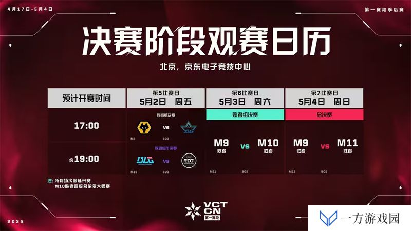 决赛阶段观赛日历 // 2025 VCT CN 联赛 第一赛段 季后赛